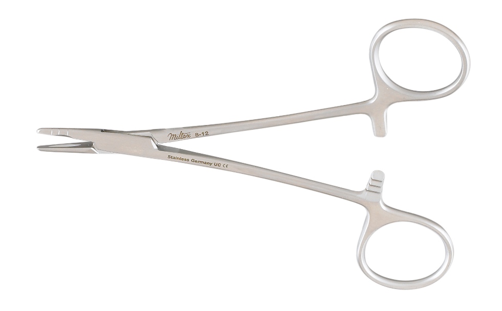 Metzenbaum Needle Holder, Fenestrated Jaws, 7 1/4" (18.4 Cm), Curved